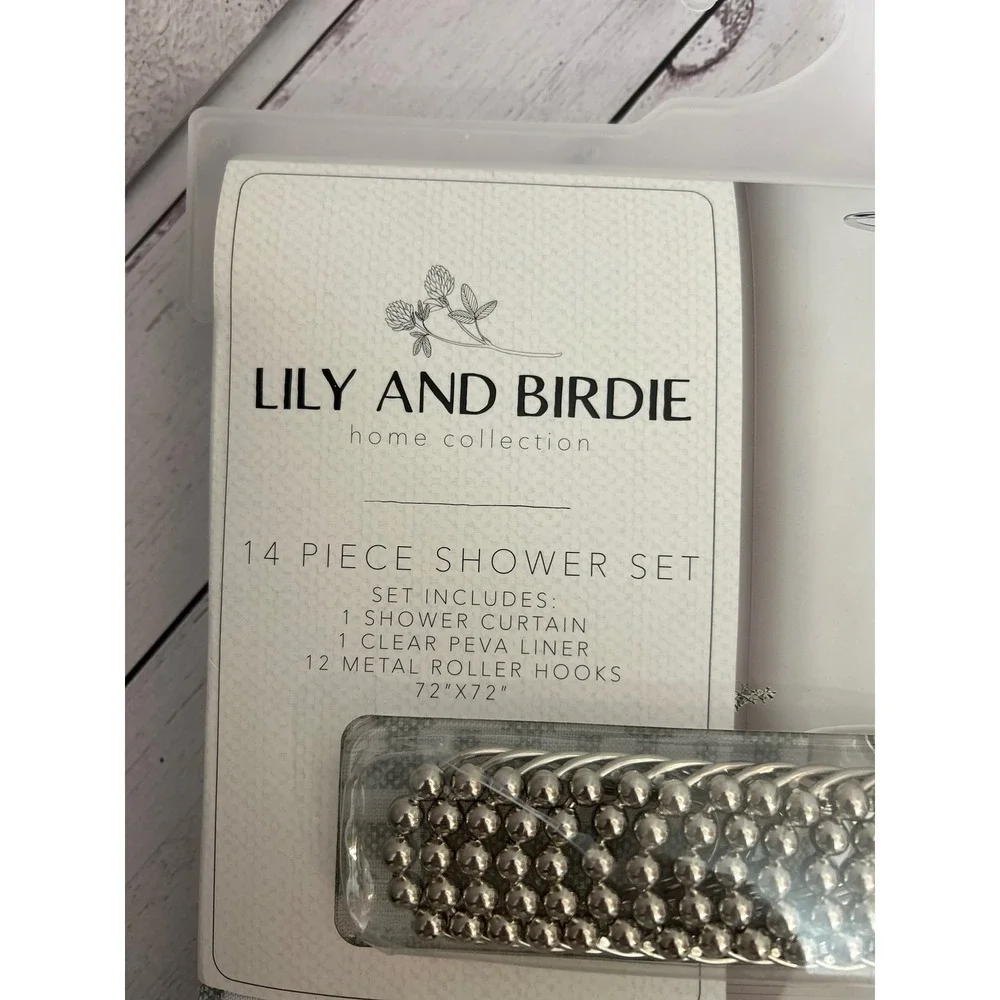 Lily and Birdie 14 Piece Shower Set Sage Green Geometric‎